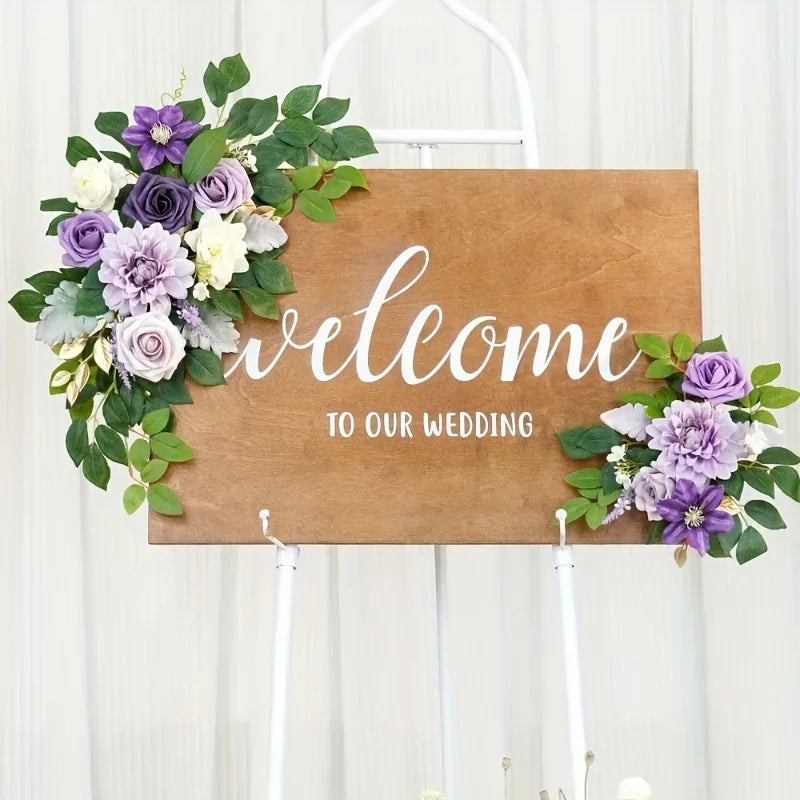 2pcs Wedding Decorative Arches, Reception Welcome Decorations, Outdoor Party Decorative Rose Artificial Flowers