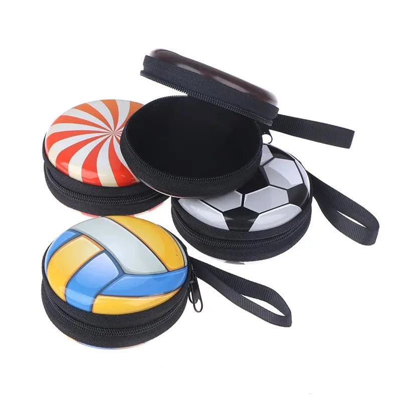 Heamsa  Cartoon Ball Pattern Coin Purse For Kid Boys Girls Small Gift Fashion Change Purses Mini Wallets Zipper Storage Box