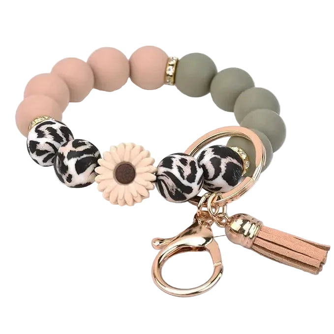 Hemasa Handmade Daisy Silicone Beads Bracelet Keychain /Anti-Lost Wallet Pendant Ring Holder