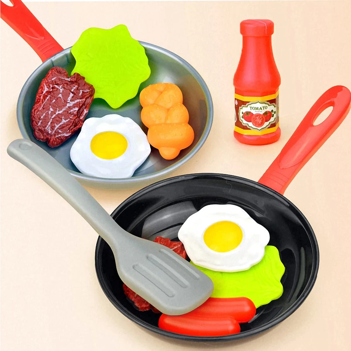 Hemasa 8PCS Kitchen Food Toys for Kids Simulation Kitchenware Pretend Play Steak Vegetable Pot Bread Hot Dog Food Children Girl Toy