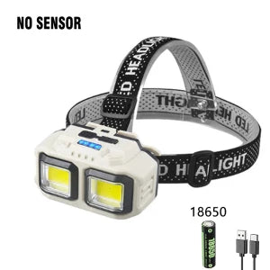 Hemasa Powerful LED Induction Headlamp USB Rechargeable Lamp with 4 Lighting Modes Outdoor Waterproof Camping Fishing Mining Headlight
