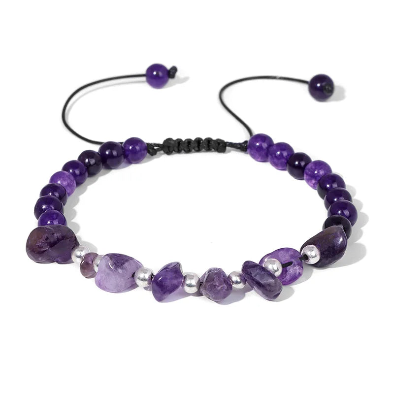 Tejesa Irregular Natural Gem Crystal Stone Beads Bracelet Braided Obsidian Aventurine Amethysts Aquamarin Opal Chip Bracelets For Women