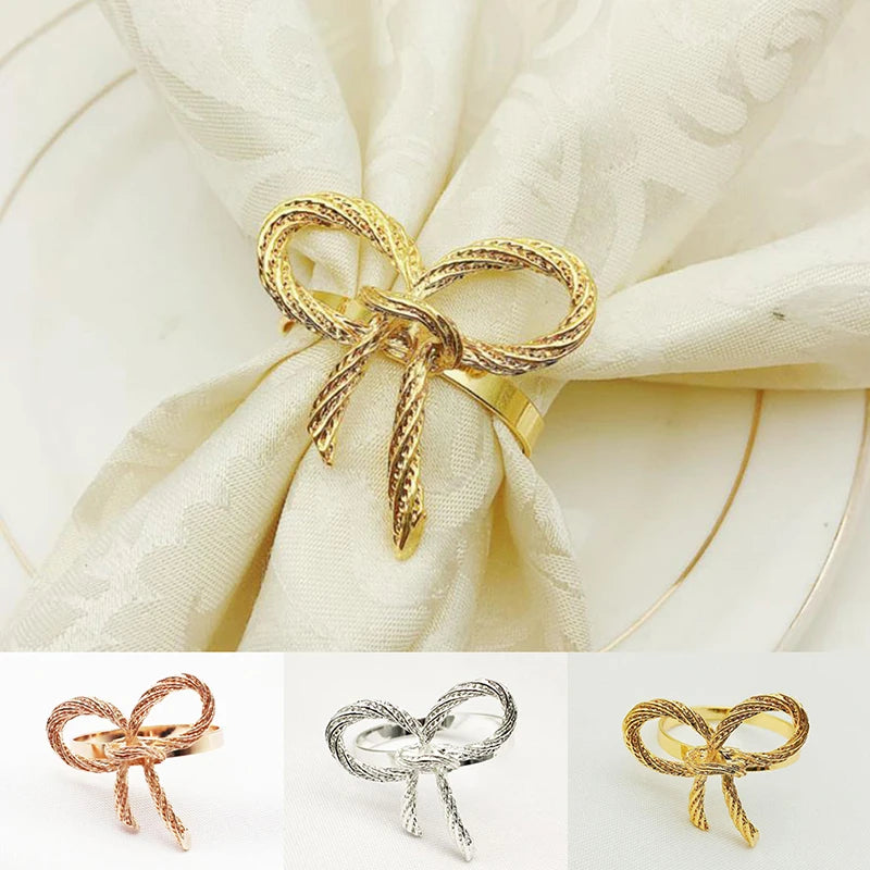 Hemasa  4 Bow Napkin Rings  for Dinner Parties/ Wedding Receptions/Home