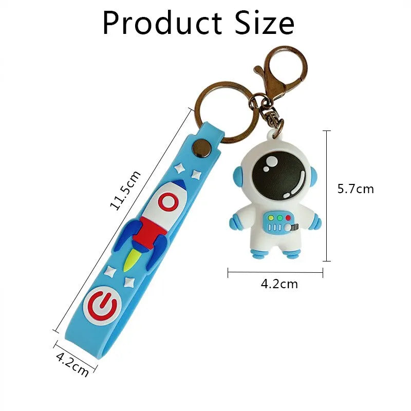 2pcs PVC Cartoon Planet Tour Astronaut Keychain Cute Astronaut Couple Chain Soft Rubber Small Pendant Key Ring Gift Aesthetic