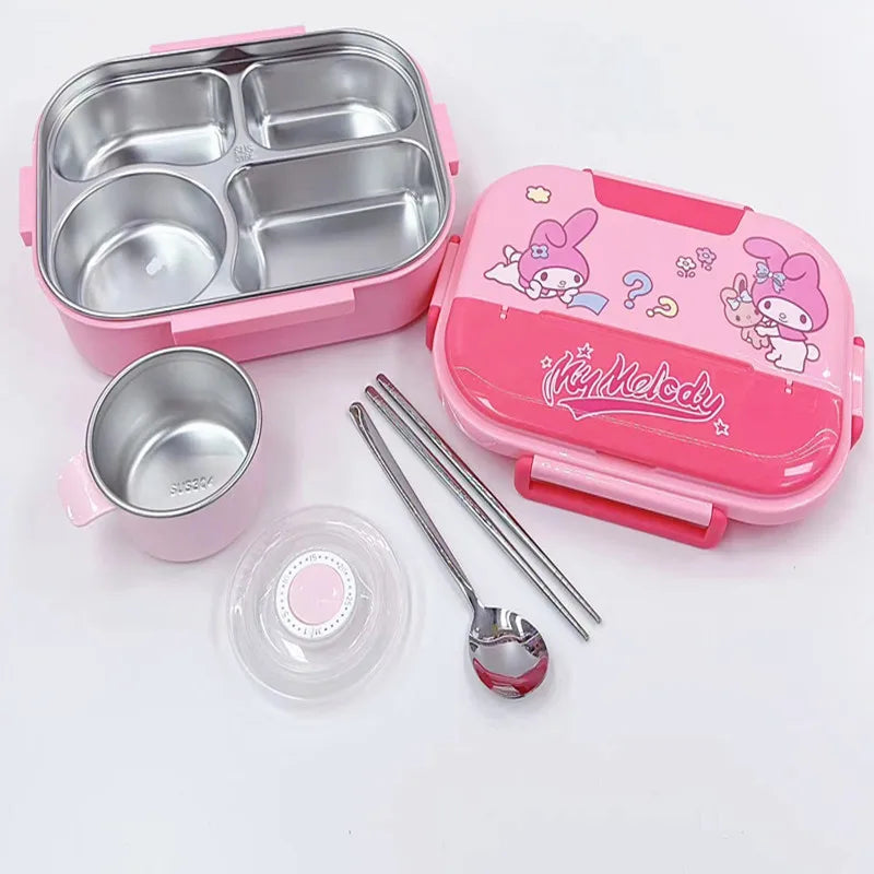 Hemasa Kuromi melody Stainless Steel Bento Lunch Box Bags Meal Prep Hello Kitty Containers Lunch Enfant Lunch Pack for Kids