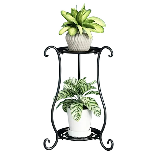 Tejesa  Double-Layered Metal Flower Rack Stand - Multi-Layer Floor Standing Plant Display with Modern European Style for