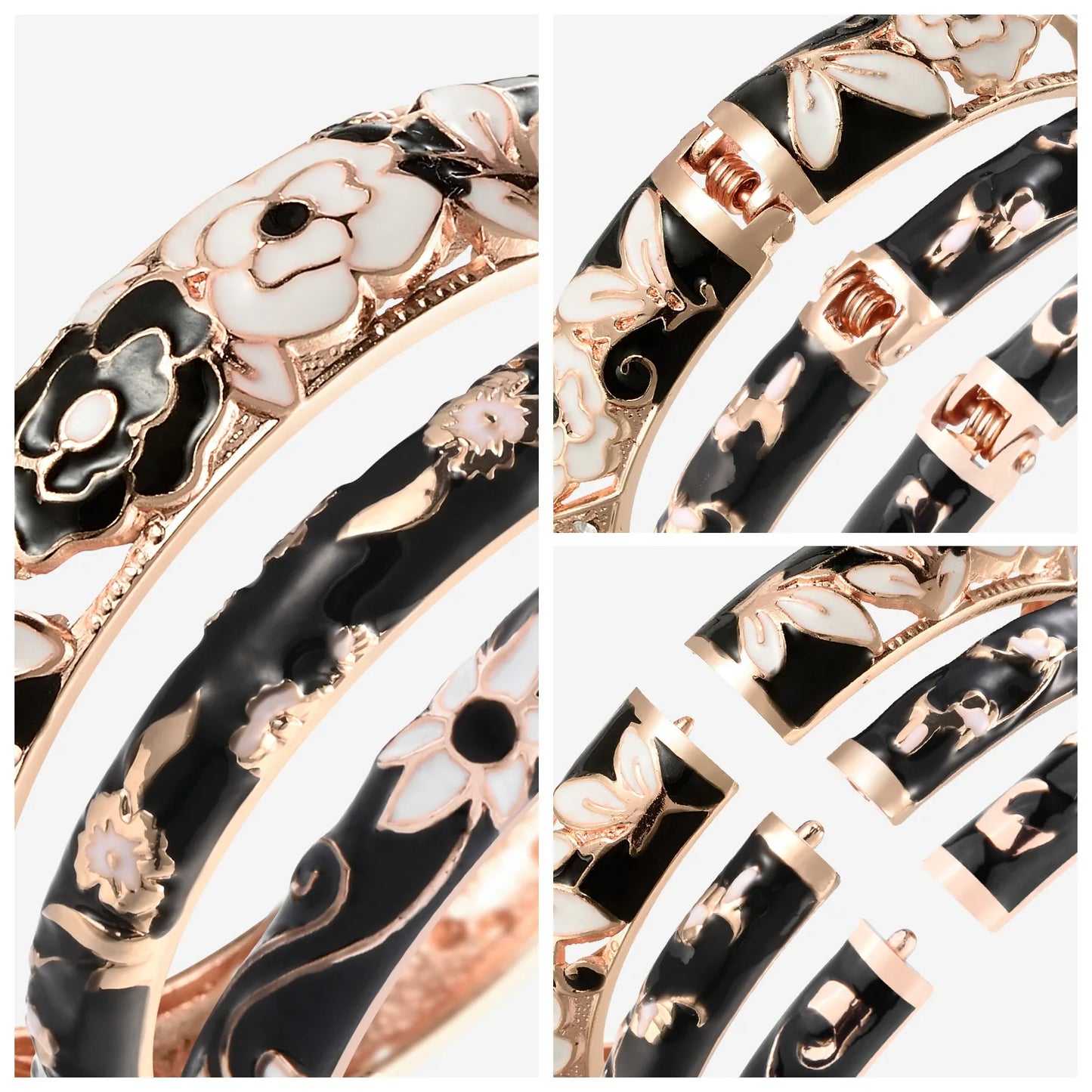 Hemasa 3 Pcs Set Cloisonne Bangles For Women