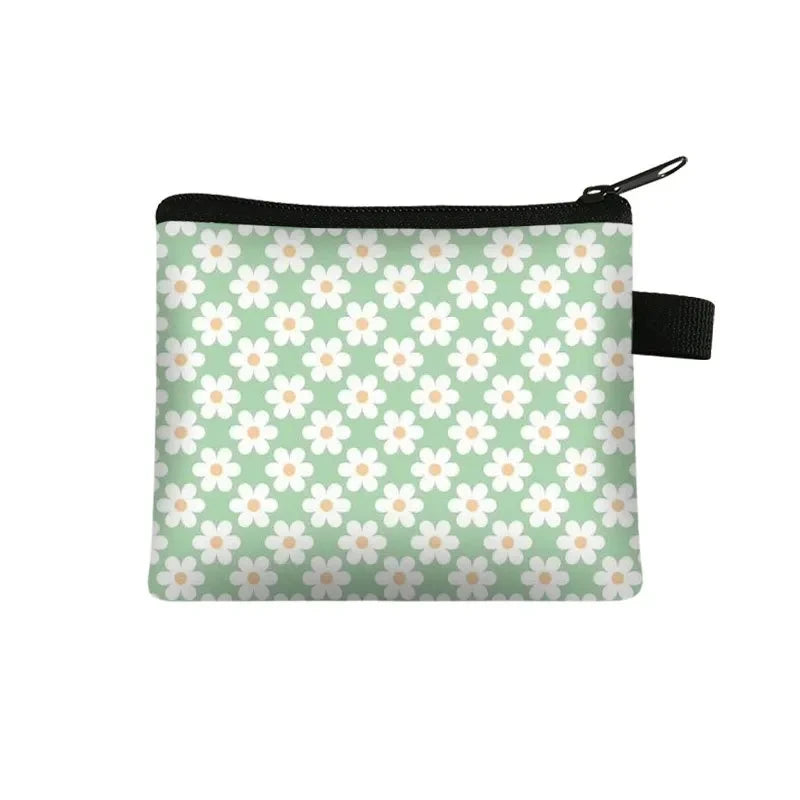 Tejesa Floral Print Cosmetic Bag Girl Women Sanitary Napkin Storage Organizer Bag Coin Card Money Eearphone Lipstick Holder Pouch