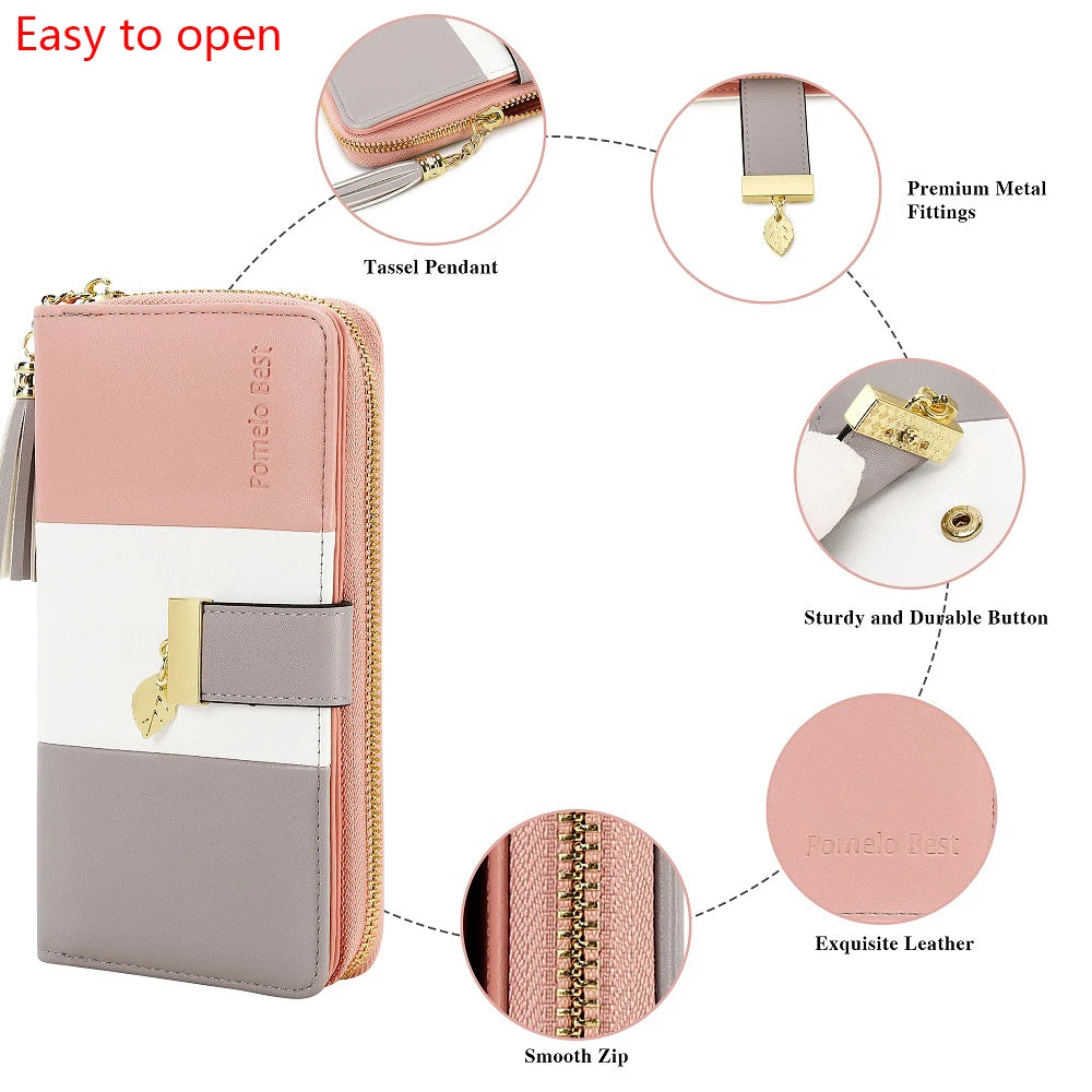Tejesa  Zipper Wallets  Purses Handbags Coin Purse 9 Cards Holder PU Leather Wallet