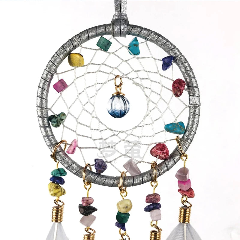 Hemasa Dream Catcher Wind Chime Hand-woven Feather Car Pendant Bedroom Curtain Hanging Ornaments Festival Gift Home Decoration