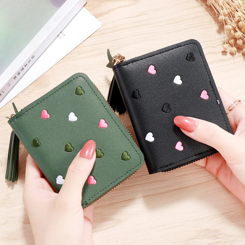 Hemasa Women Small Wallet/ Ladies Mini Tassel Wallet /Cute Girl Short Zipper/ Pu Leather Coin Purse /Female Hand Wallet Purse