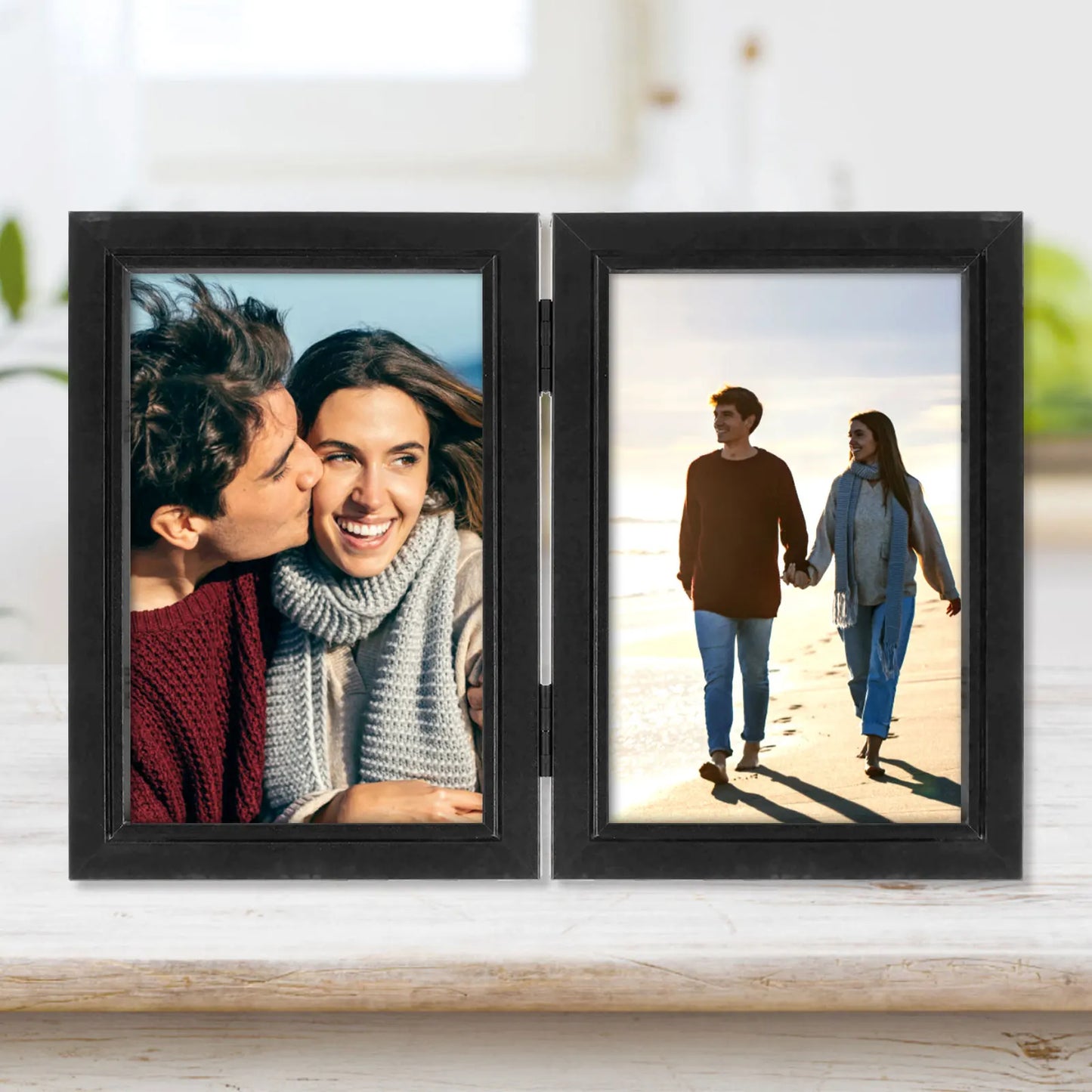 Foldable Hinged Photo Frame Double/Triple Photo Frame Integrated Desktop Album Set 180 ° Vertical Photo Frame HD Photo Gift Fram
