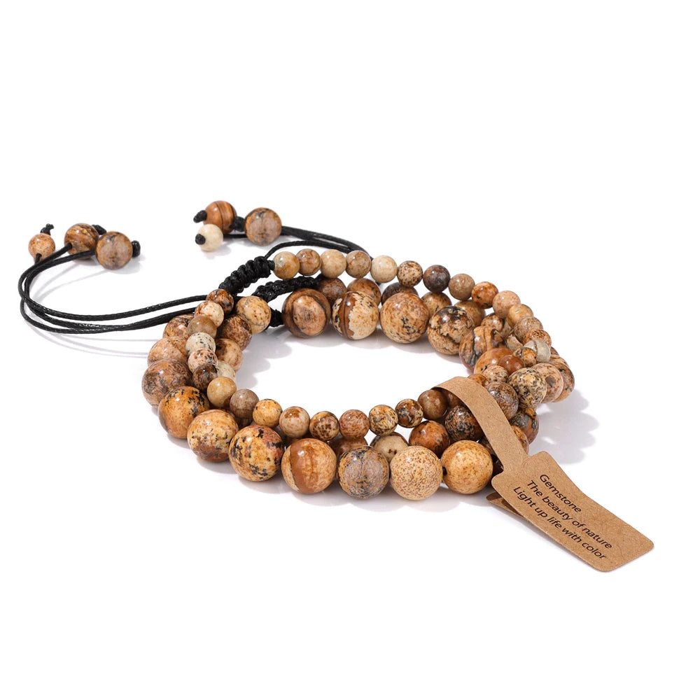 Tejesa  3pcs  Amazonite Bracelets for Women Men 4/6/8mm Beads Braided Bracelet Handmade Adjustable Wristbands Jewelry