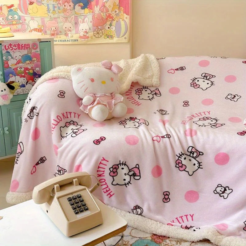 Hemasa Hello Kitty  Double-Layered  Reversible Washable Throw Blanket