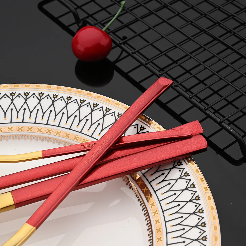 Hemasa 30Pcs Dinnerware Mirror Stainless Steel Cutlery Set Rainbow Knife Dessert Fork Spoon Silverware Kitchen Party Dinner Tableware