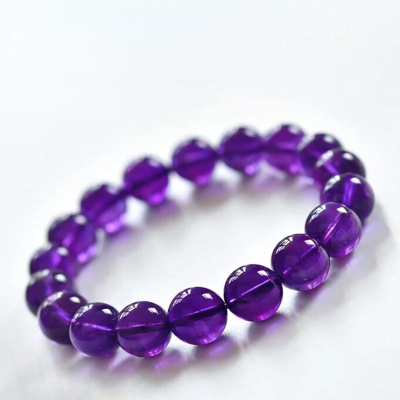 Handmade Amethyst Beaded Bracelet - Boho Style Crystal Jewelry for Women, Stretchable Design Fit Most Wrists, Trendy Daily Ornam