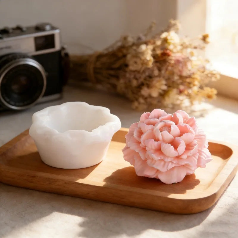 Hemasa Peony Flower Silicone Candle Mold /3D Rose Aromatherapy Gypsum Craft Soap Mold /DIY Chocolate Ice Cake Baking Mold