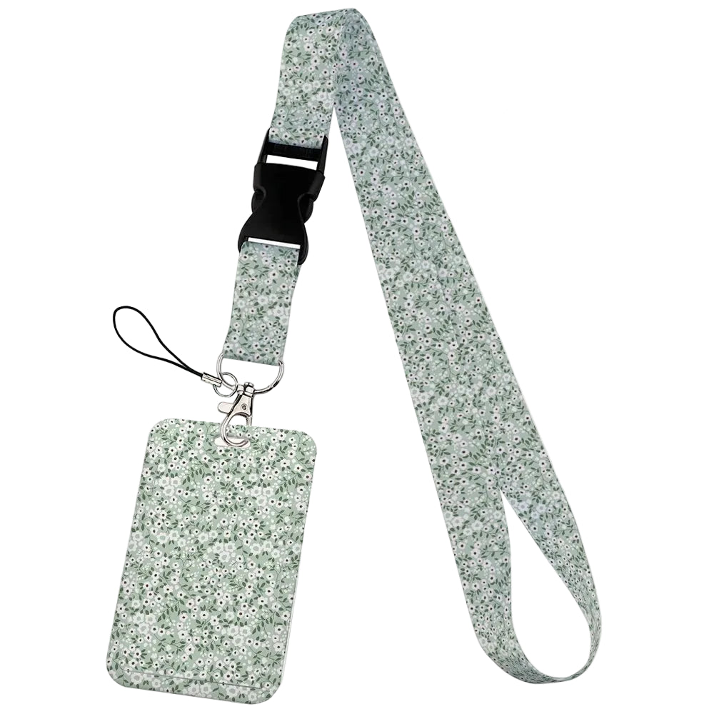 Tejesa  Flower design Lanyard Business Credit Card Holder/ Neck Strap Keychain Hang Rope ID Badge Holder