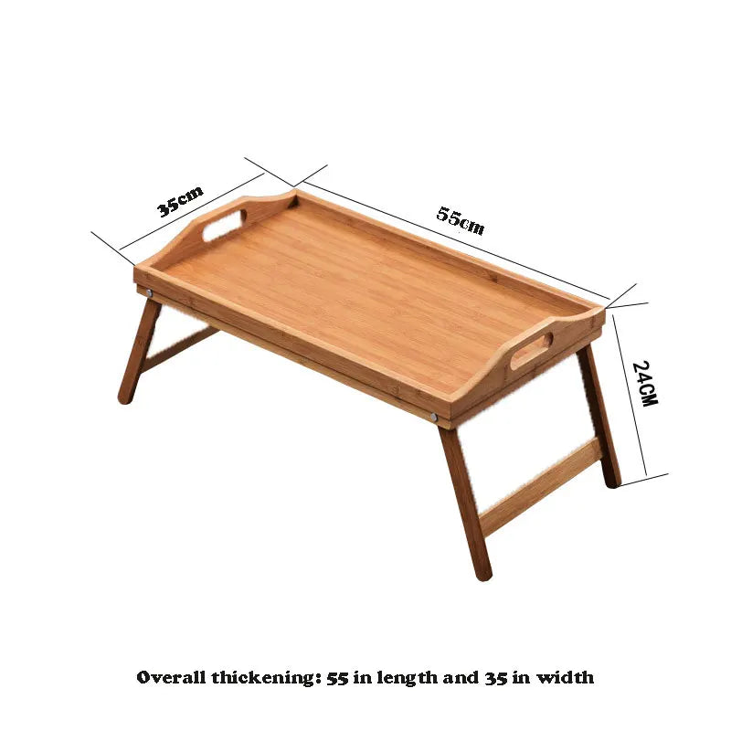 Bamboo Portable Folding Lazy Table with Handle for Laptop Bed Studying and Reading Sundries Tray Coffee Breakfast Tray Table