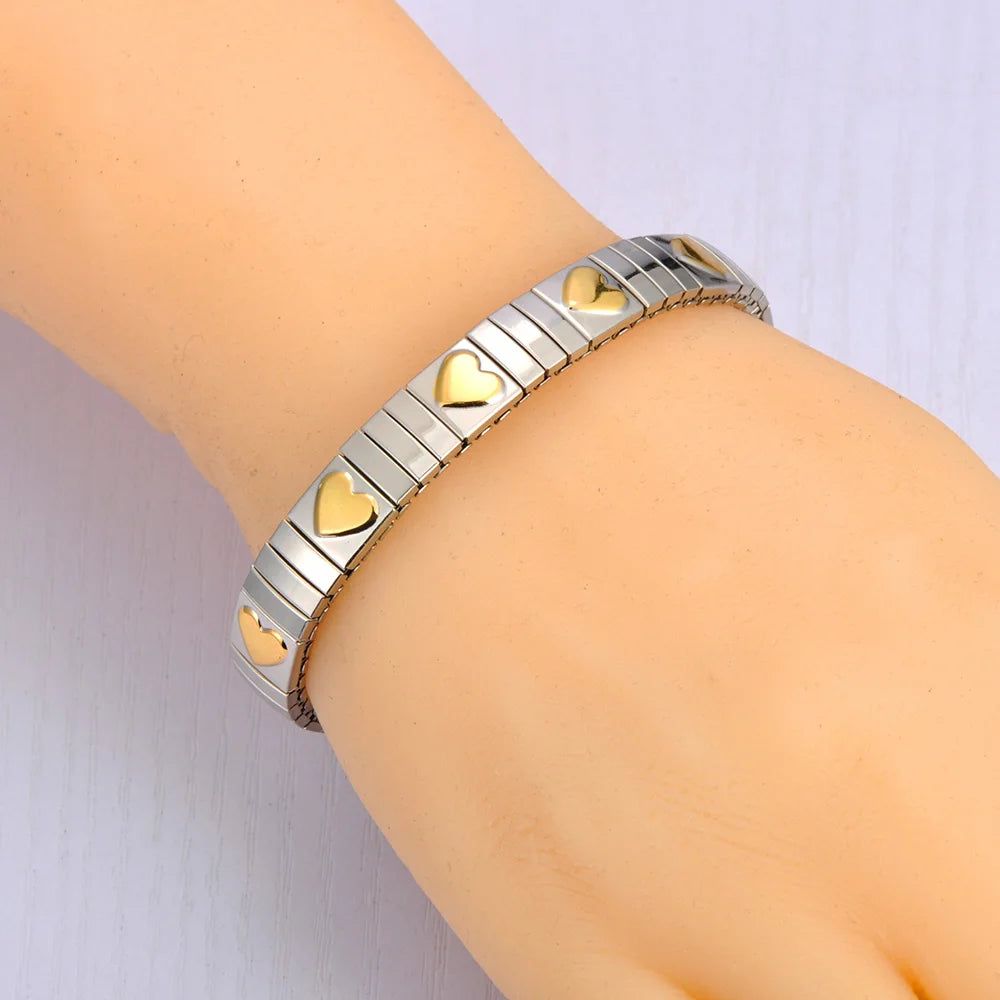 Lokaer 316L Stainless Steel CZ Crystal Elasticity Chain Bracelets For Women Real Gold Plated Trendy Waterproof Jewelry B23138