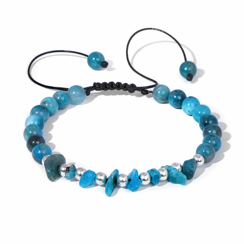 Tejesa Irregular Natural Gem Crystal Stone Beads Bracelet Braided Obsidian Aventurine Amethysts Aquamarin Opal Chip Bracelets For Women