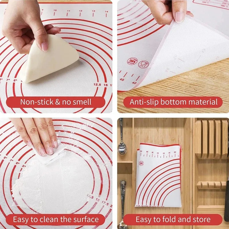 Hemasa Silicone Baking Mat Kneading Pad Dough Mat Pizza Cake Dough Maker Kitchen Cooking Grill Non-Stick Gadgets Bakeware Pastry Mat