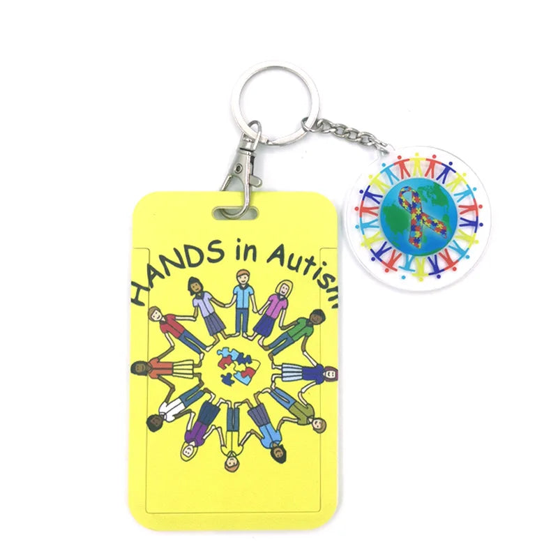 Autism Pattern Anime Lanyard Badge Holder ID Card Lanyards Mobile Phone Rope Key Lanyard Neck Straps Keychain Key Ring