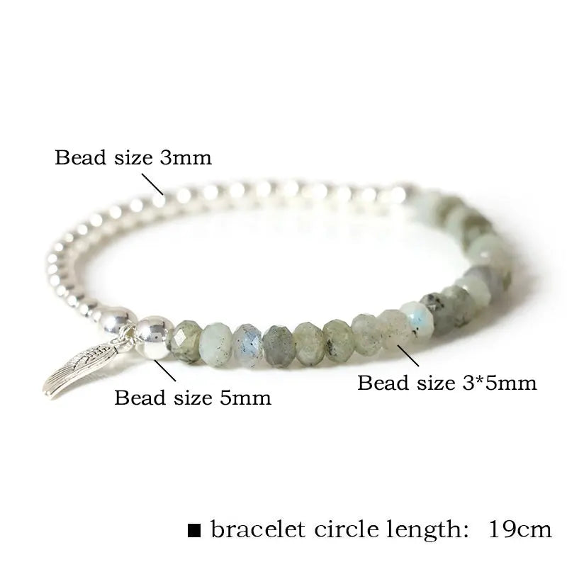 Tejesa  Angel  Faceted Natural Stone Bracelets Labradorite Beads Lucky Bracelet for Men /Women