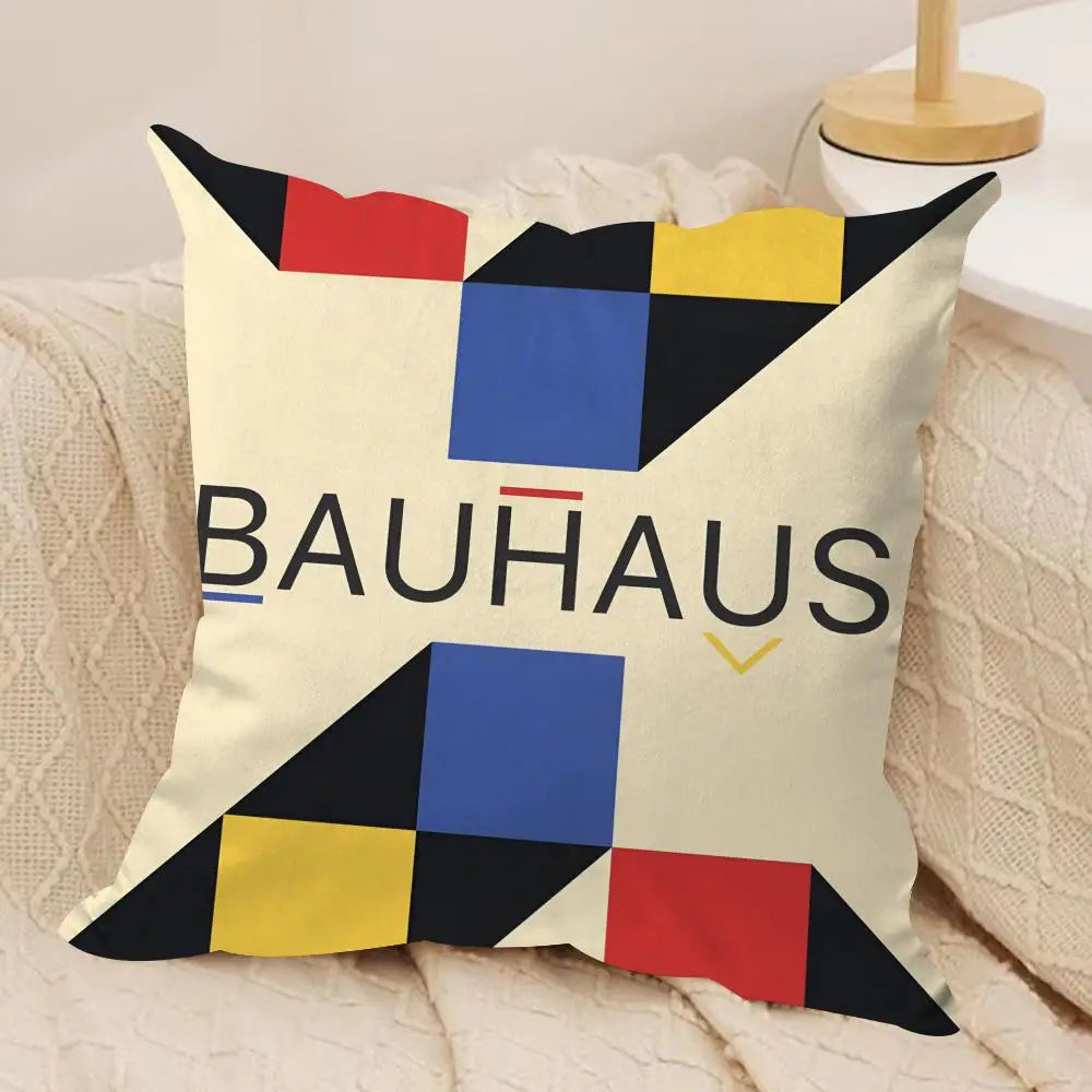 Hemasa  4Pcs Geometry Cushion Cover Soft Plush Fabric Double-Sided Printed Sofa Cushion Cover for All Seasons Home Decor