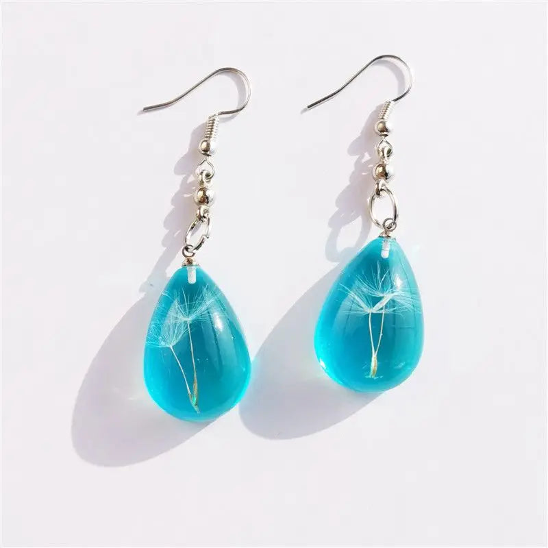 Unique Dandelion Earrings Women Handmaking Epoxy Resin Earring Wholesale Transparent Earring With Dandelion Girls Boho Jewelry