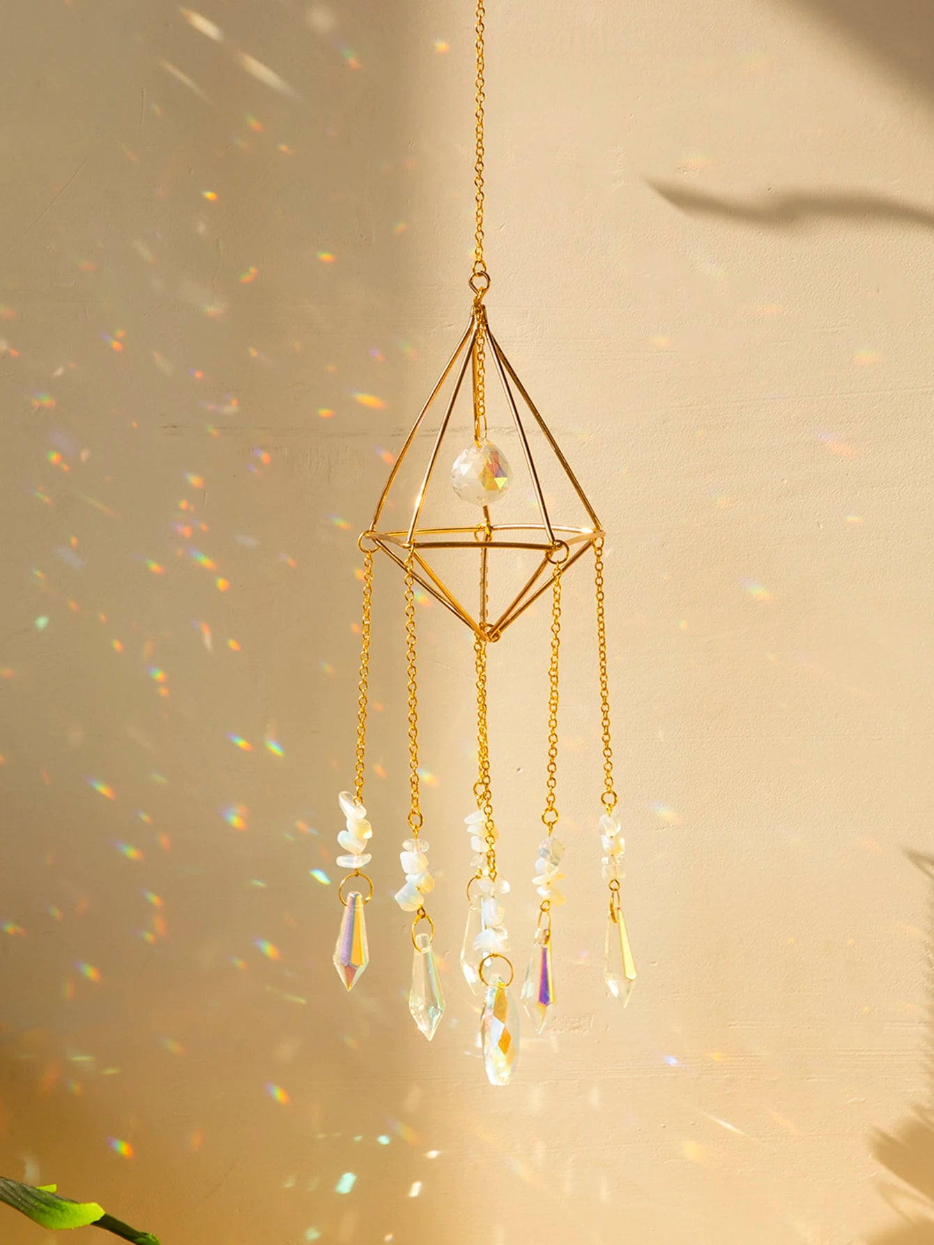 Hemasa  Crystal Wind Chime Hanging Sun catcher/ Boho Home Decoration Light Catcher Stained Glass Prism