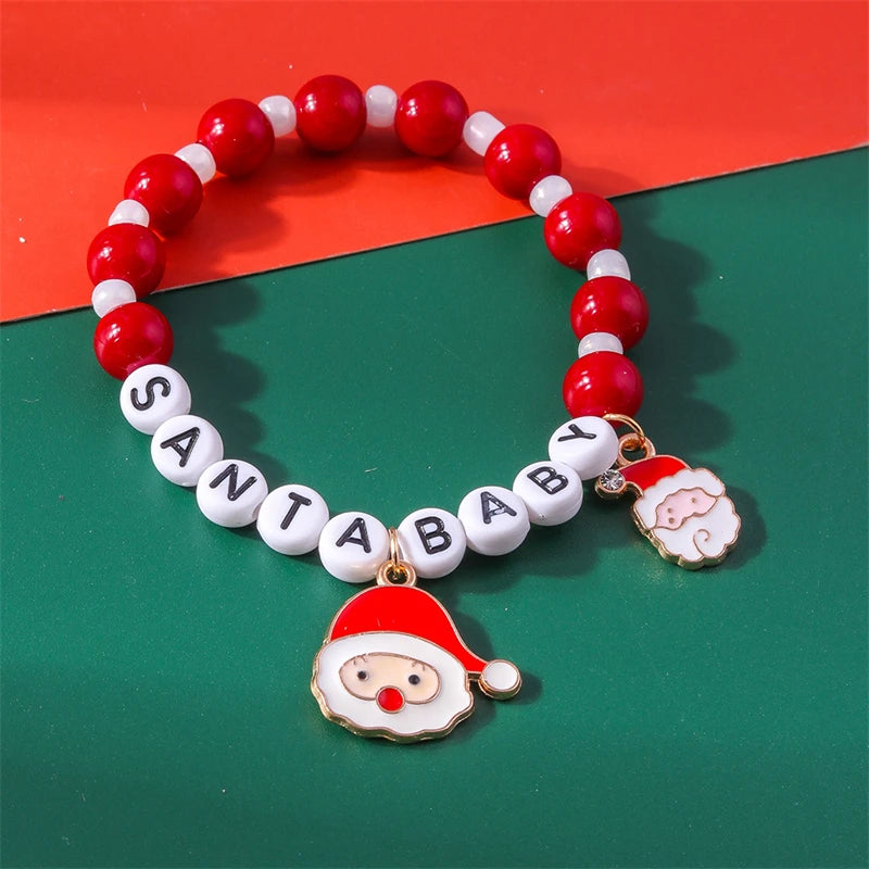 Fashion Handmade Beads Bracelet for Women Christmas Santa Claus Charms Bracelet Girls Party Festival Jewelry Gifts