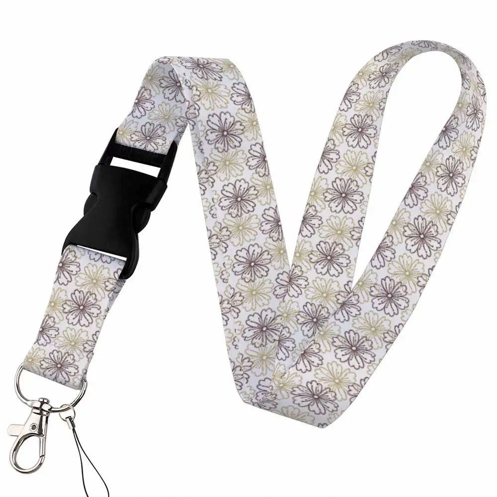 Tejesa Beautiful flower Lanyard Keys Chain Badge Holder ID Credit Card Pass Hang Rope Lariat Mobile Phone Charm Accessories Gifts