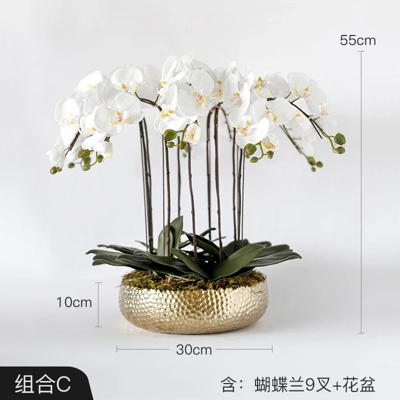 High-end phalaenopsis pot fake flower simulation flower living room large table decoration flower porch decoration