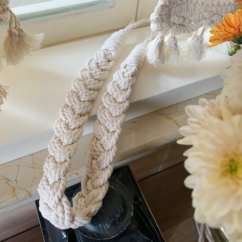 Curtain strap, hanging strap, sticky hook, Nordic cotton, linen, Japanese style ins, wind strap, twine, beige