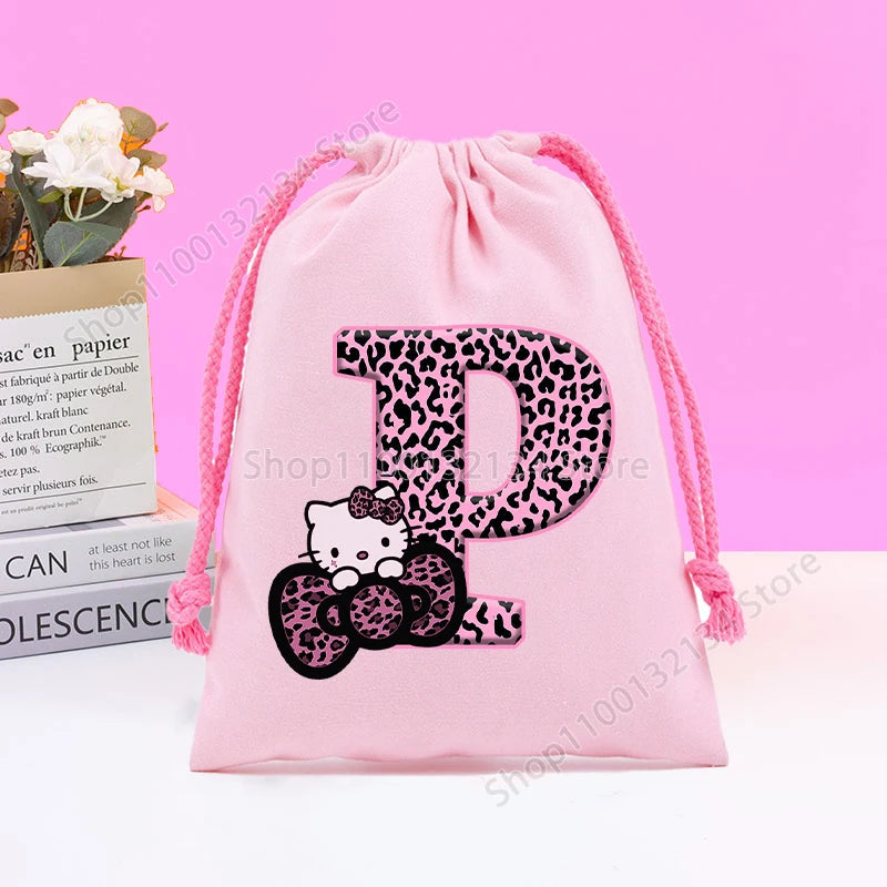 Sanrio Hello Kitty Drawstring Bagfor  Kids /Anime Letter Printed Bags Cookies Candy Storage Bag Wedding Jewelry Gift Bag