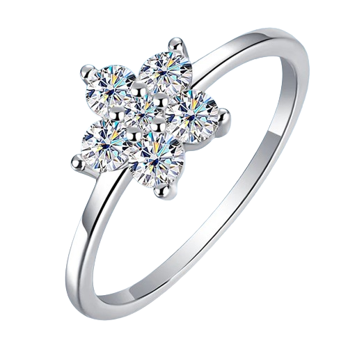 Hemasa  Moissanite Cute Flower Wedding 925 Sterling Sliver Ring