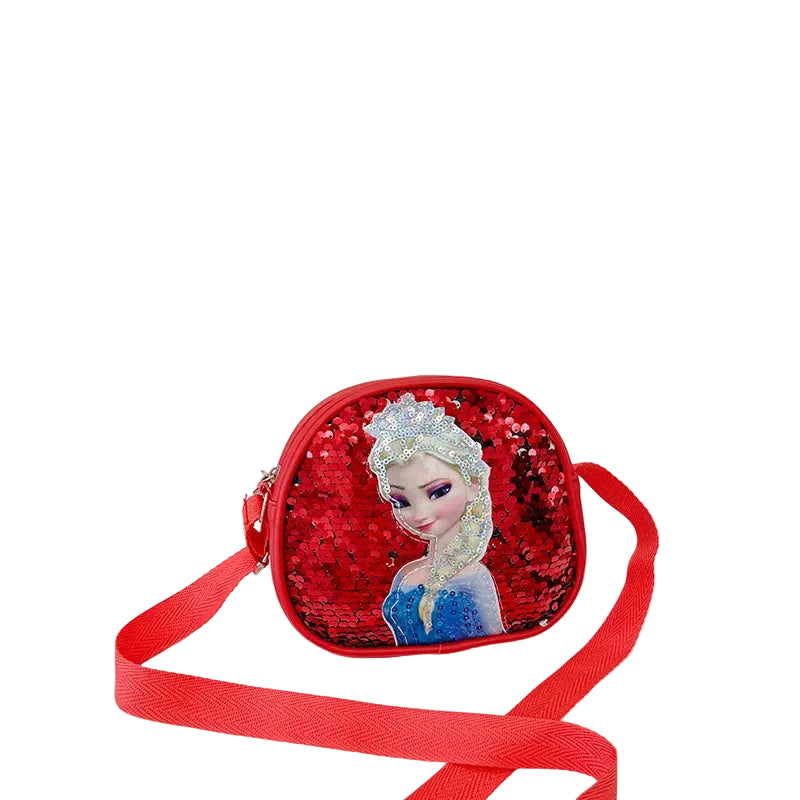 Tejesa Children's Bag Girls Bag Disney Princess Elsa Sequins Personality Children's Casual One Shoulder Bag Messenger Bag