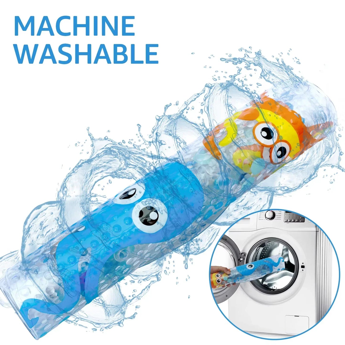 Tejesa 1pc Cartoon Non-slip Bath Mat with Suction Cups 38x69cm Shower Mats for Bathroom Kid's Bathtub Carpet Bath Mat Bathroom Rug