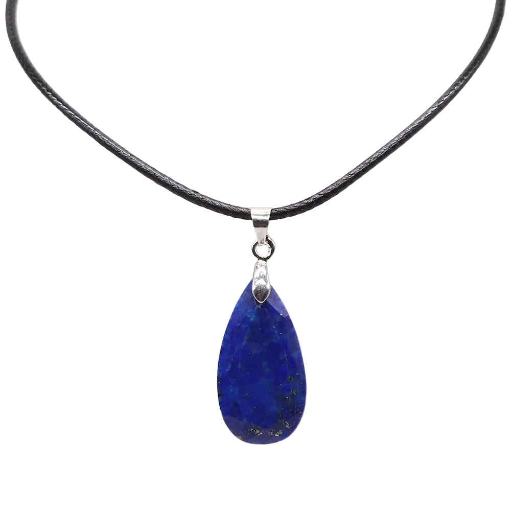 Hemasa 13*24mm Teardrop Shape Faceted Natural Stone Rope Chain Pendant Necklace  Jewelry Suitable for Enhance Fashion Woman Charm