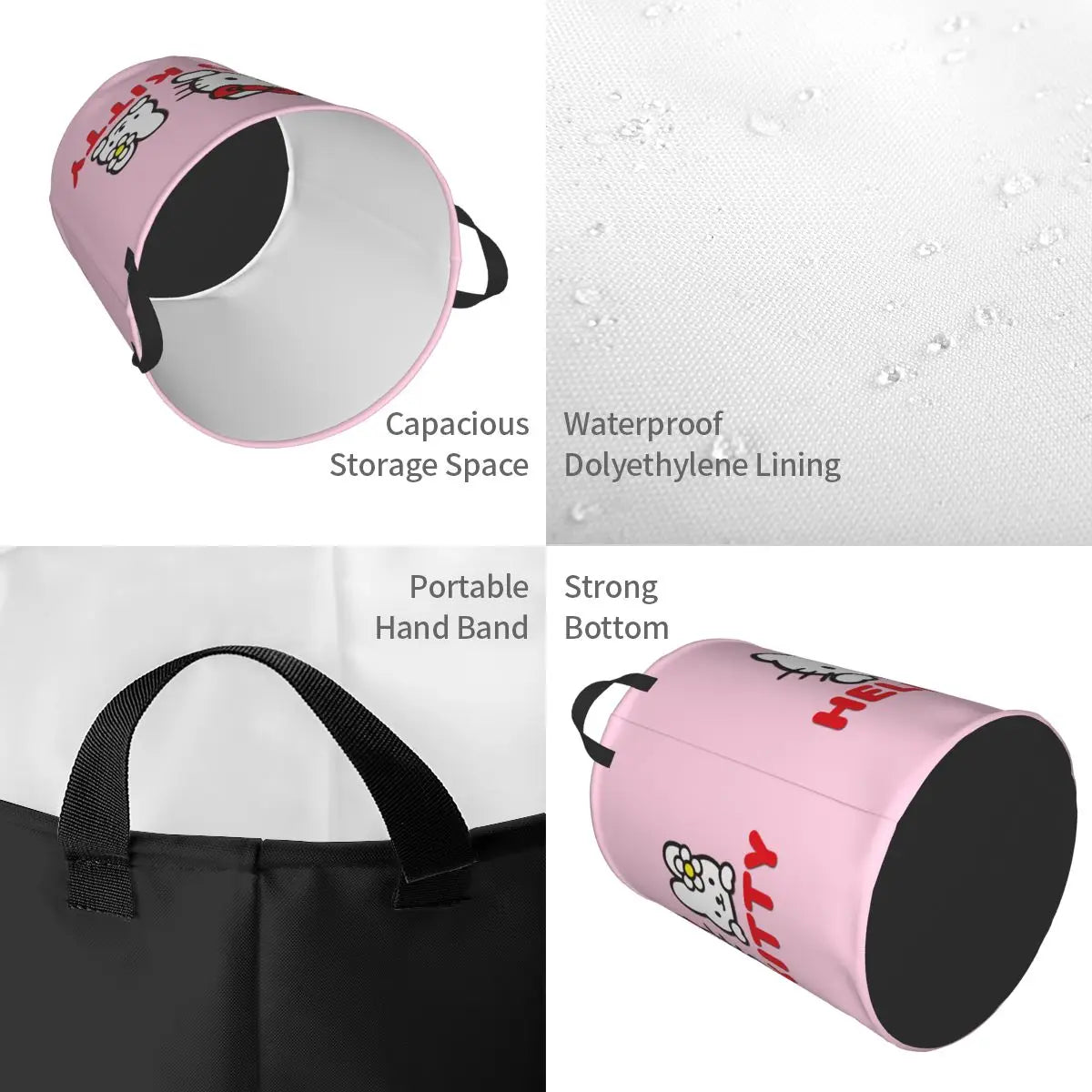 Hemasa Hello Kitty Laundry Basket Large Storage Basket Cartoon Sanrio Girls Boys Toy Organizer