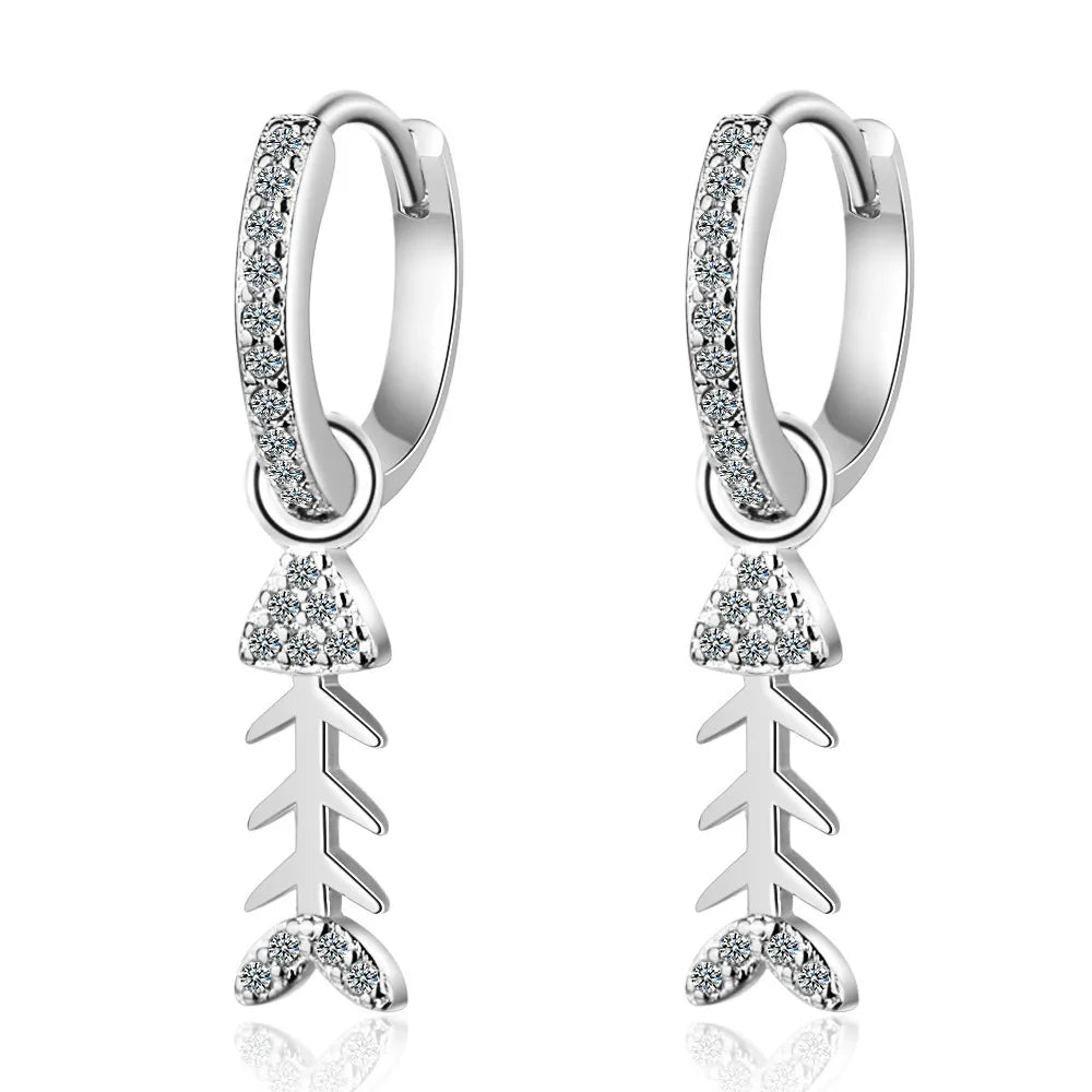 925 Sterling Silver Animal Earring Mosaic CZ Zirconia Fish Drop Earrings For Women Earrings Pendant Earrings