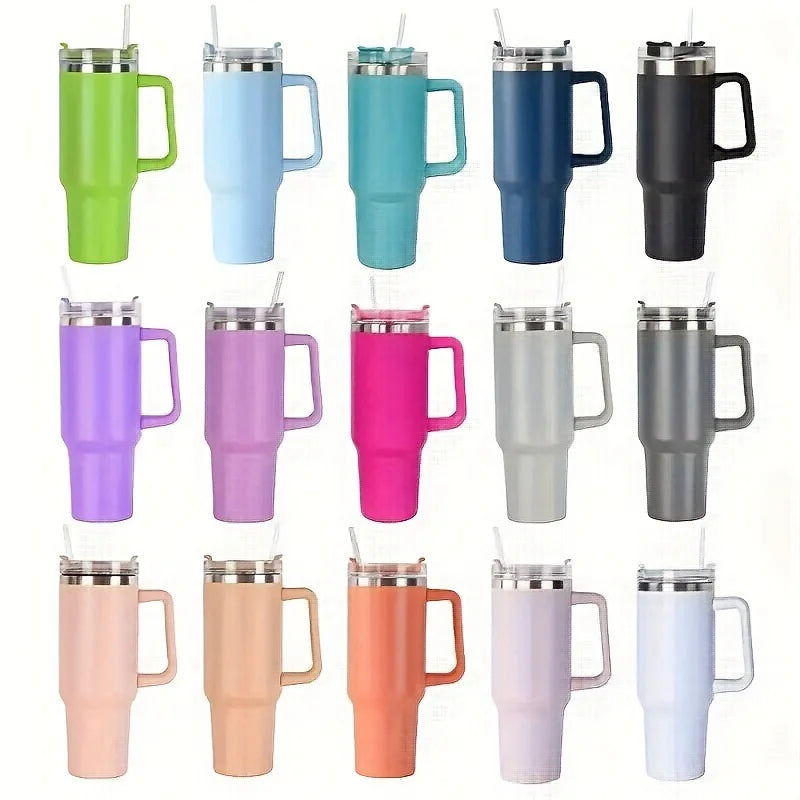 Hemasa 40oz Stainless Steel Insulated Water Bottle With Handle Drinking Cups Keeps Cold Tumbler With Lid Straw Mug for Summer Outdoor