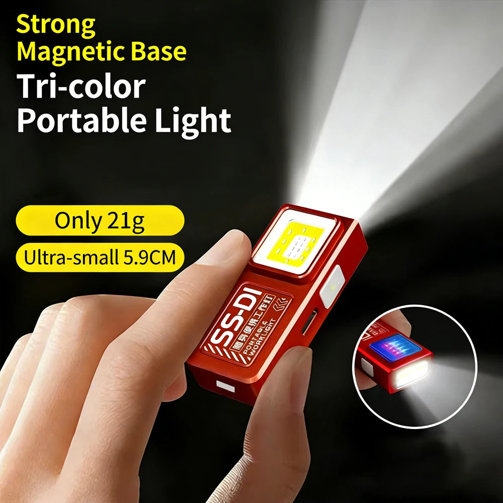 Hemasa LED COB Mini Flashlight USB Rechargeable Mini Torch Portable Working Light With Magnet Outdoor Emergency Hiking Fishing Lantern