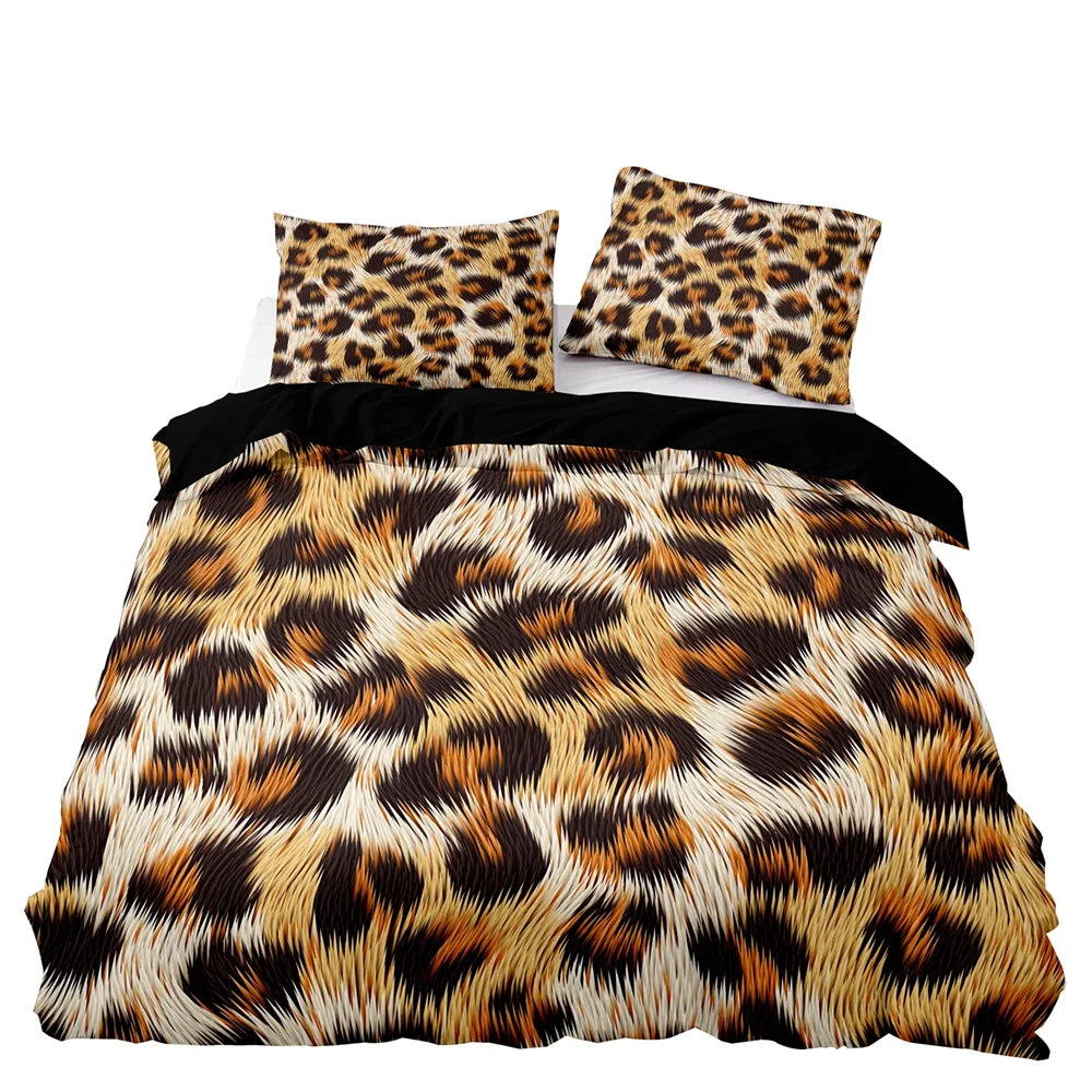 Hemasa American Style Bedding Set Queen Pink Leopard Pattern Duvet Cover with Pillowcase Single Double King Soft Comforter Bed Cover