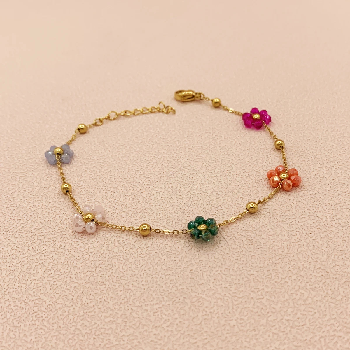 1 Boho style women's 18K gold plated colorful beaded bracelet Valentine's Day Ramadan gift