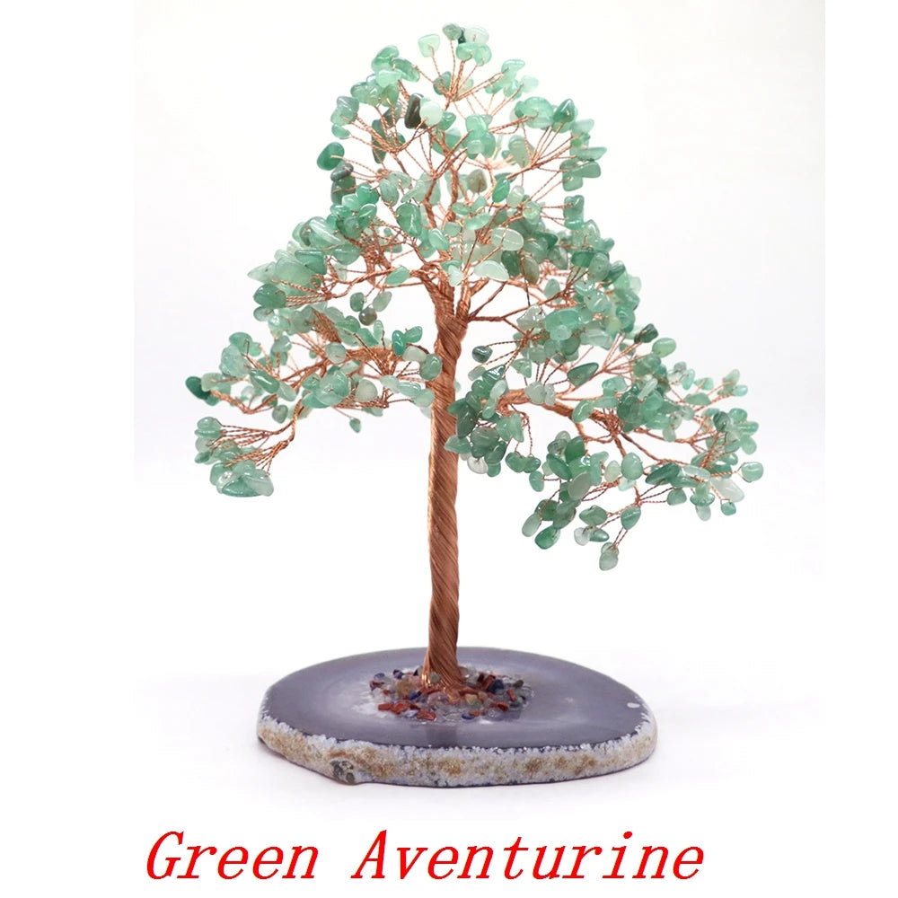 Natural Gemstone Healing Crystal Citrine Lovers Money Tree on Agate Base Feng Shui Rock Stones for Home Office Desk Decorations