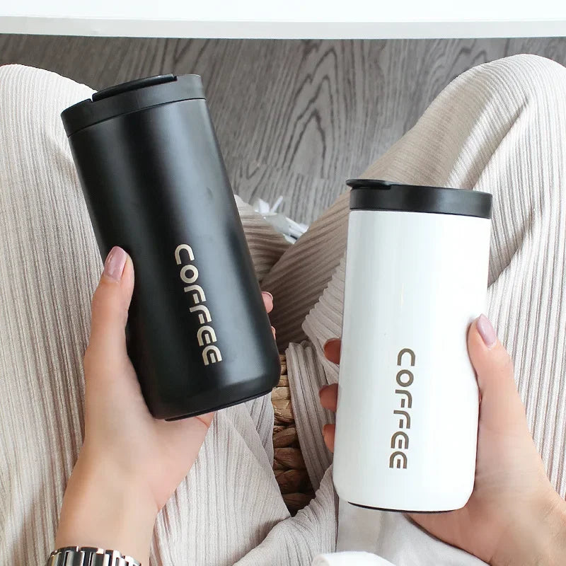 Hemasa Stainless Steel Coffee Mug with Lid /Thermal Cup for Water Cafe Travel Drinkware Insulated Water Bottle 400ml