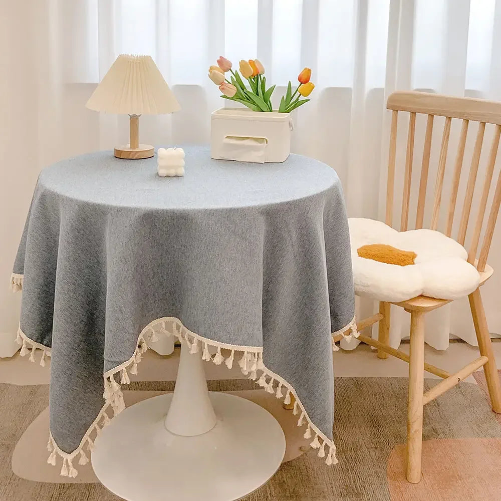 Tassel Tablecloth Kitchen Table Runner Camping Mat Tea Table Cover Wedding Dining Room Decoration 14 Colors