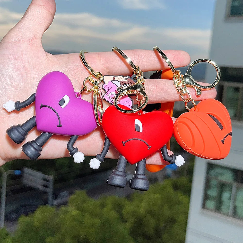 Tejesa Silicone Soft Rubber 3D Rabbit Bad Bunny Keychain/ Heart Pendant  Halloween Pumpkin Key Pendant